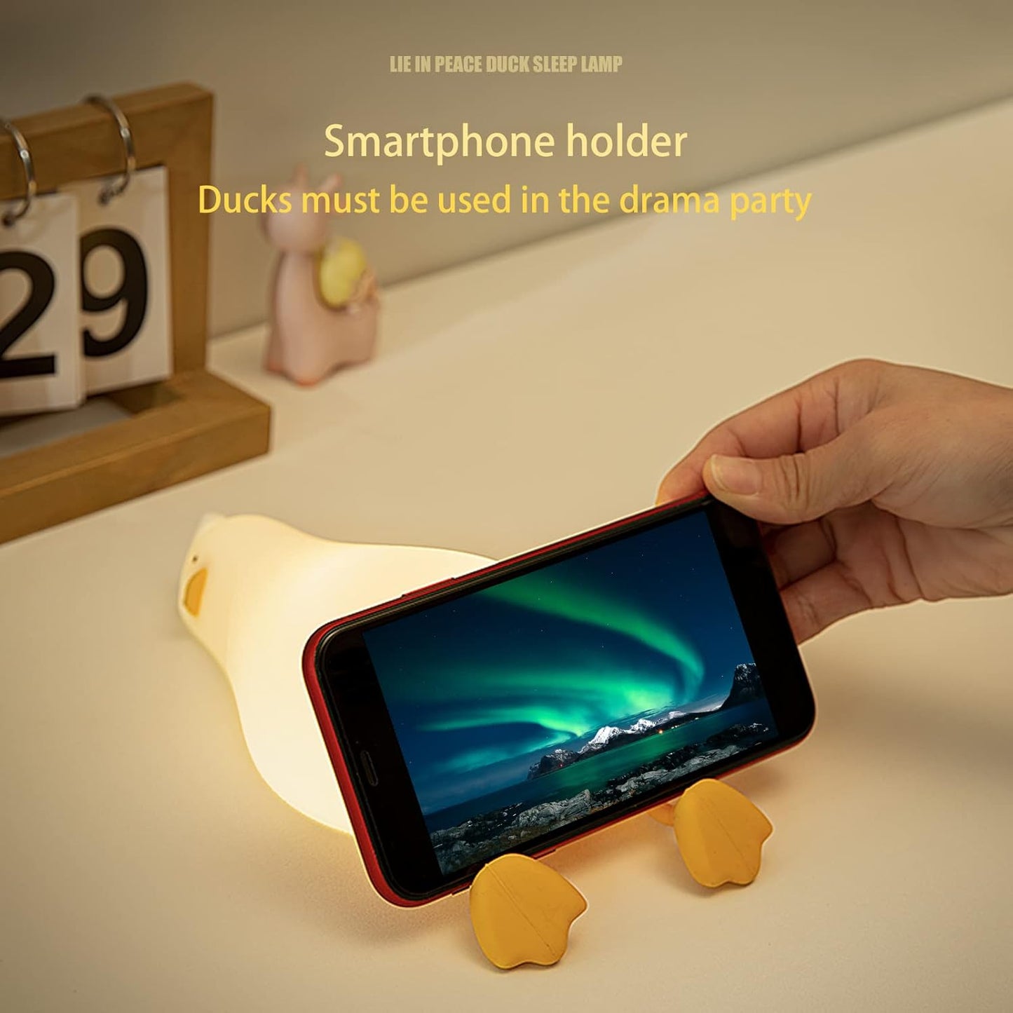 Lying Flat Benson Duck, Rechargeable Silicone Night Light, Dimmable Cute Light Up Duck, Nursery Nightlight, Bedside Lamp